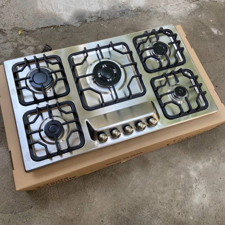 اجاق گاز صفحه ای توکار استیل اریکسان مدل لوفرا اپکس پنج شعله ترموکوپل
